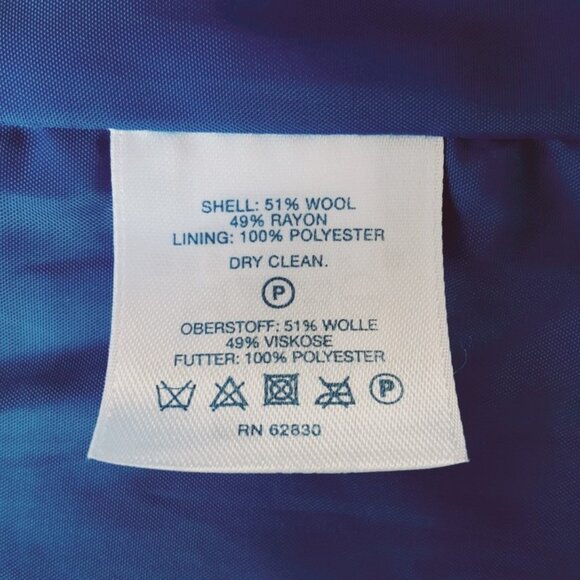 Lands End Boiled Wool Pea Coat Cornflower Blue 4P - Picture 11 of 12